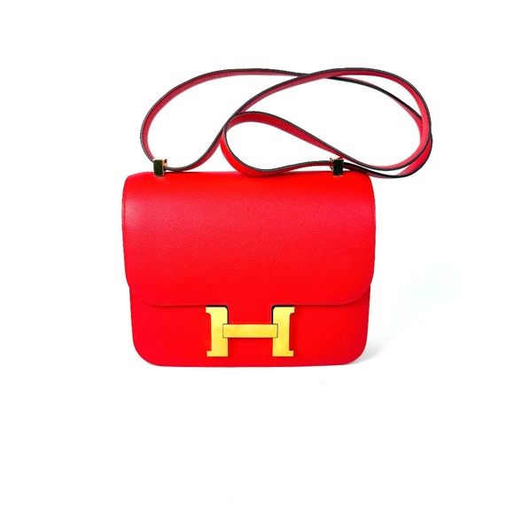 Authentic HERMES Constance III 24 Rouge de Coeur Epsom Shoulder Bag - Picture 1 of 14